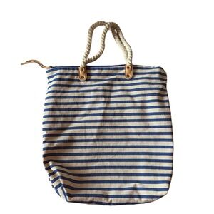 Summer & Rose Blue & White Striped Medium Tote Bag